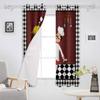Black And White Plaid Chef Knife Fork Blackout Curtains For Kitchen Bedroom Kids Room Window Treatment Curtains for Living Room
