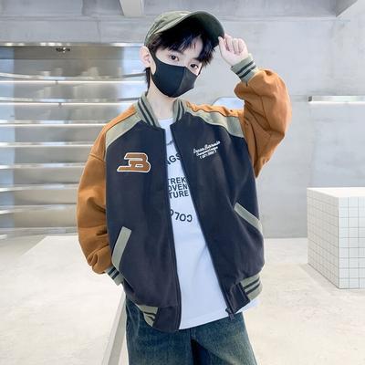 Dětská baseballová bunda Boy Bomber Jacket Jaro a podzim Cool Boy Kabát Dětské Letter Print Svrchní oblečení 3-14Y