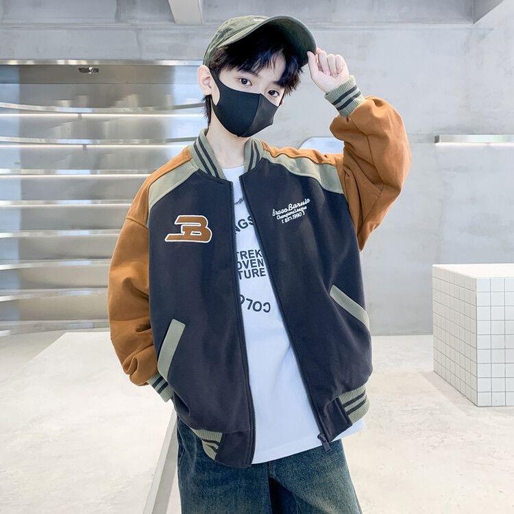 Dětská baseballová bunda Boy Bomber Jacket Jaro a podzim Cool Boy Kabát Dětské Letter Print Svrchní oblečení 3-14Y