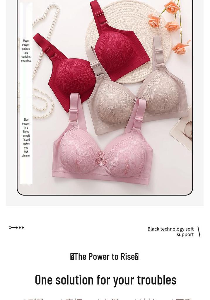 Front Closure Wireless Push-Up Bra for Middle-Aged and Elderly Women