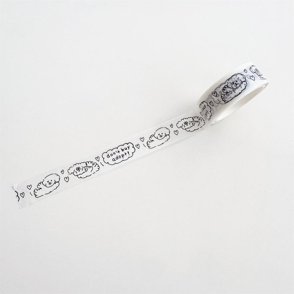 5m Roll Minimalist Animal Washi Tape Korean Aesthetic Hand Drawn Dog Cat Decorative Adhesive Tape for Journaling Supplies
