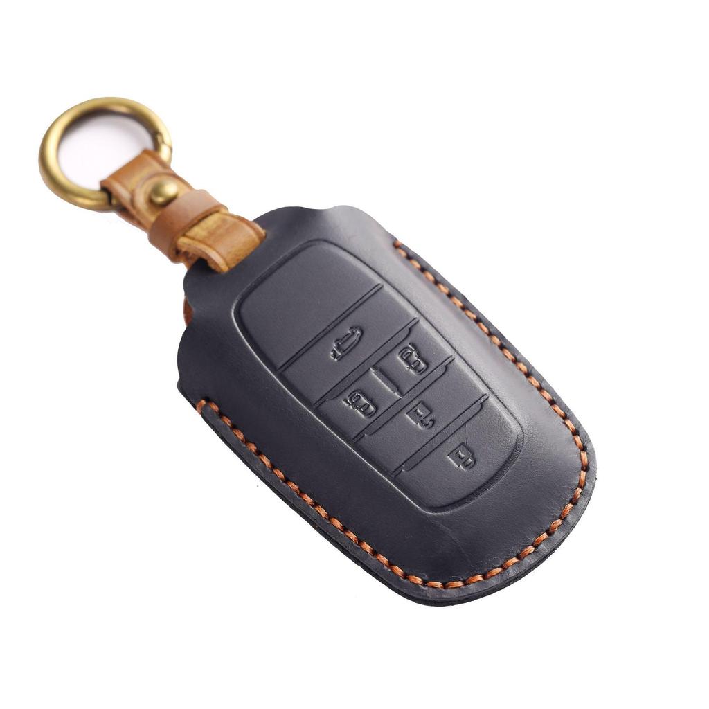 High-Quality Handmade Senna Cowhide Key Cover for Toyota Alpha