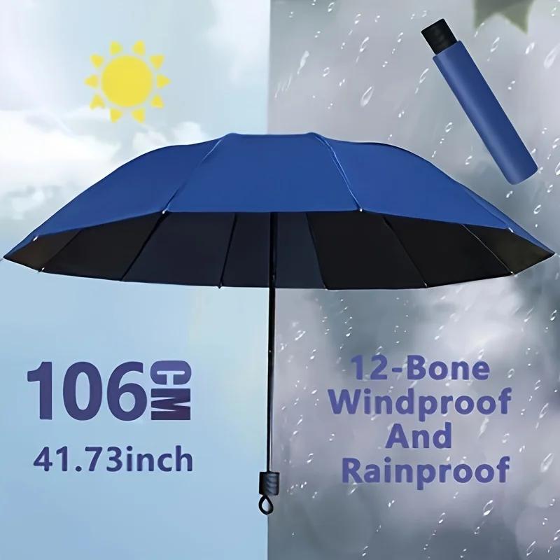 12 Ribs Extra Large Windproof Auto Open/Close Umbrella UV Sun Rain Dual Use Compact Portable Travel Fashionable Men Women