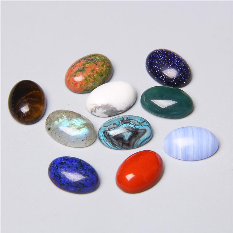 5pc Natural Stone Cabochon Oval Charm Egg Shape Flatback Stone Loose Cabochon for DIY Jewerly Ring Necklace Bracelet Accessories