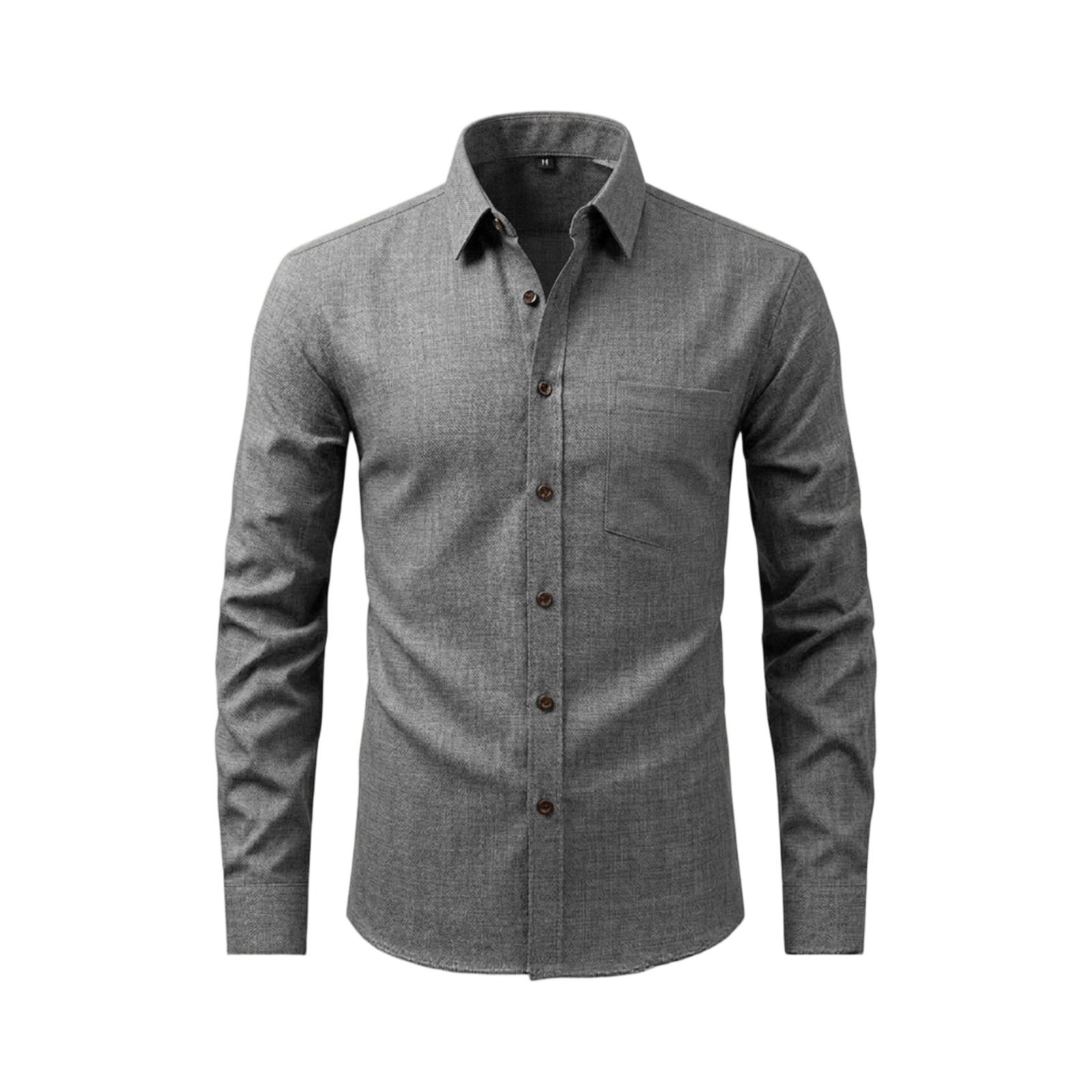 

Men s Casual Stylish Short-sleeved Button-down Shirt - Men s Breathable Cotton-like Linen Retro- Single-pocket Shirt M