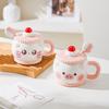Creative Cute Cartoon Ceramic Mug Pink Girl Heart Gift Cup Water Cup with Lid Spoon Pig Cat Cup