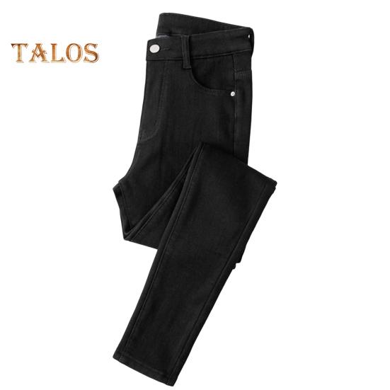Jeans Invernali da Donna in Peluche a Vita Alta Foderati in Velluto Spesso Slim Fit Pantaloni a Sigaretta Chiusura con Bottone e Cerniera Tasche Pantaloni a Gamba Dritta per Strada e Festa