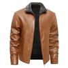 Men's Plus Size Winter Fur-Lined Leather Jacket with Lapel