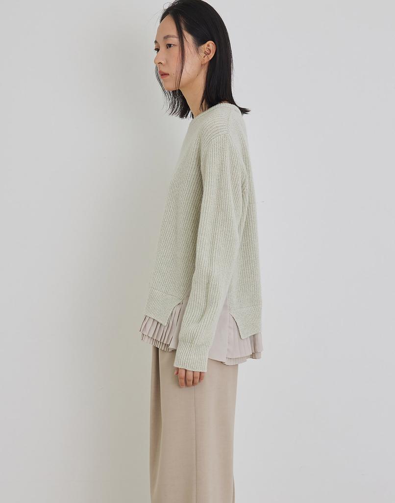 MANUELLE ET GUILLAUME Alpaca Pleats Knit Lemon Beige