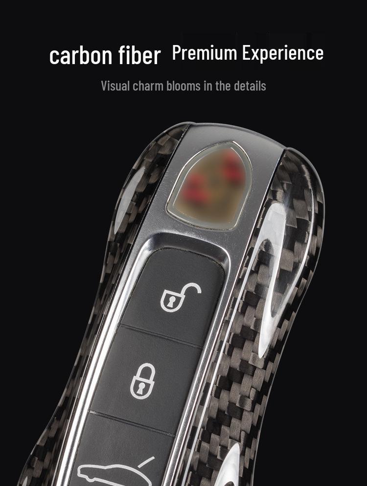 Porsche Carbon Fiber Leichte Schlüsselhülle für Cayenne, Panamera, Macan, 911 - Ersatzhülle mit Schnallenverschluss
