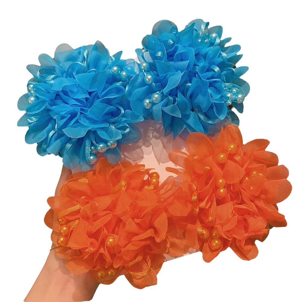 4pcs/set High Elastic Floral Hair Rope Beads Ponytail Holder Sweet Kids Head Rope Girls