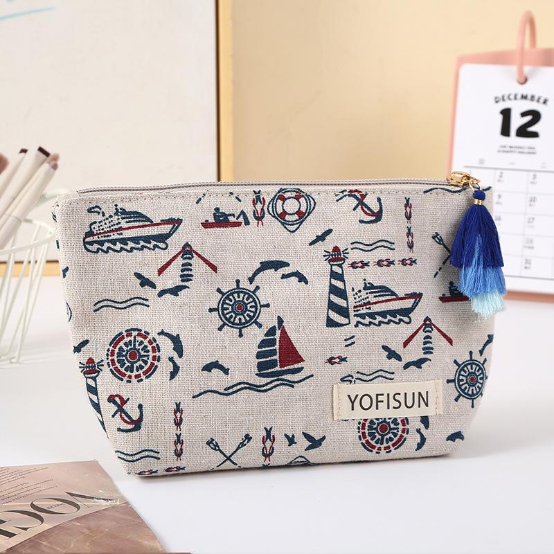 Women's Large-Capacity Tassel Print Makeup & Toiletry Bag with Coin Purse