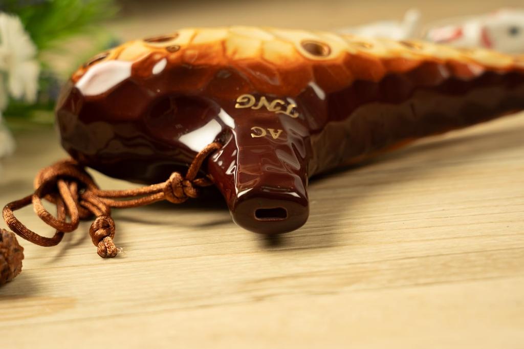 TNG Ocarina [AltoCAC  12-Hole  Emerald  Kiln-Change Glaze] High-Quality Ocarina for Tube Play (Includes Strap) Glazed Finish with Ocean Wave Pattern