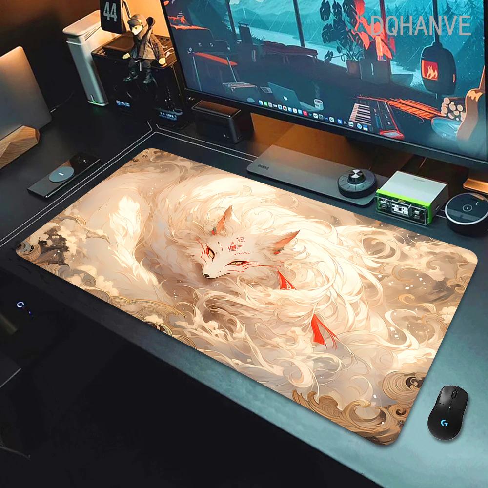 Fox Large Gaming Mousepad XXL Gamer Mouse Pad Office Long Table Accessories Mouse Mat Kawaii Desk Mat For Girl Decorates Bedroom