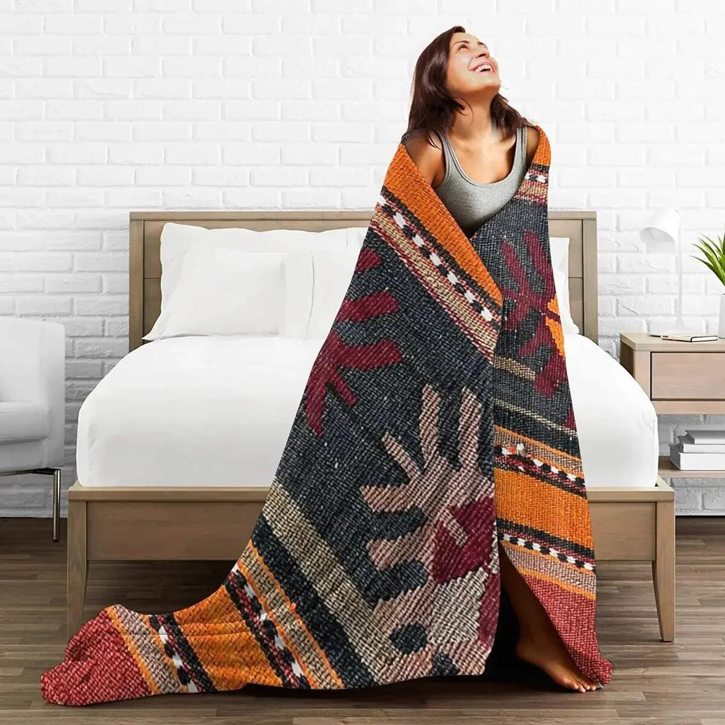 Decorative Kilim, Navaho Weave, Woven Textile Blankets Warm Flannel Throw Blanket Cover for Bed Living Room Picnic Home Couch