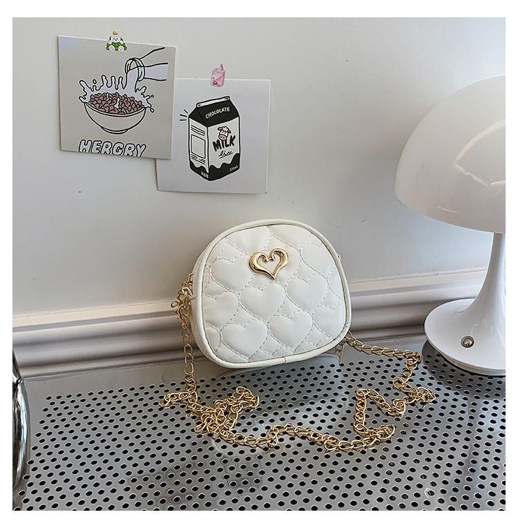 Heart Pattern Trendy Chain Kids Shoulder Bag Girl Crossbody Bag Outings Casual