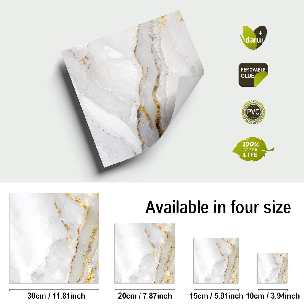 Marble Pattern Kitchen Oil-Proof Tile Sticker Thickened Crystal Wall Sticker Imitation Tile Bathroom Wallpaper Non-Slip Waterproof Wall Sticker