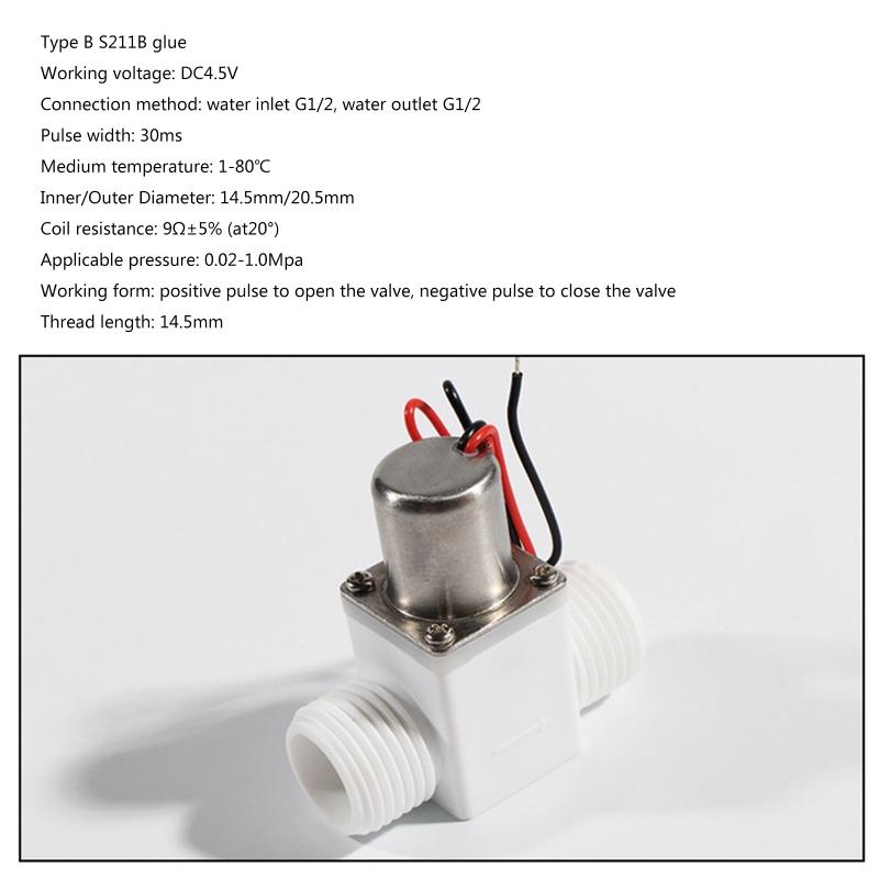 Solenoid for Valve DC 4.5V 1/2" Water Flow Pul Se Electromagnetic for Valve Brass Solenoid for Valve for Liquid Wate