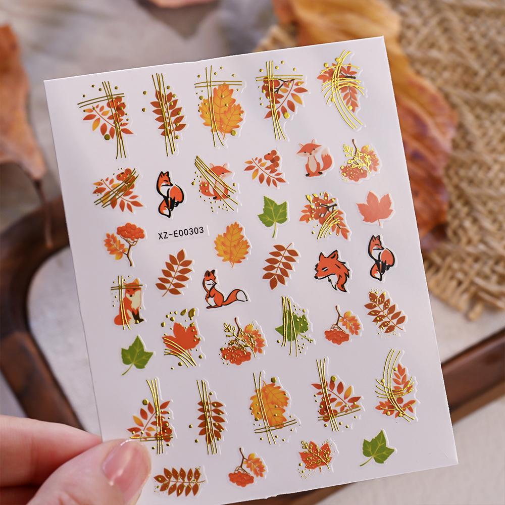 1pcs 3D Autumn Red Maple Leaf Nail Art Decals Exquisite Maple Leaves Nail Stickers Self-Adhesive 8*10cm Maple Nail Supplies #8r