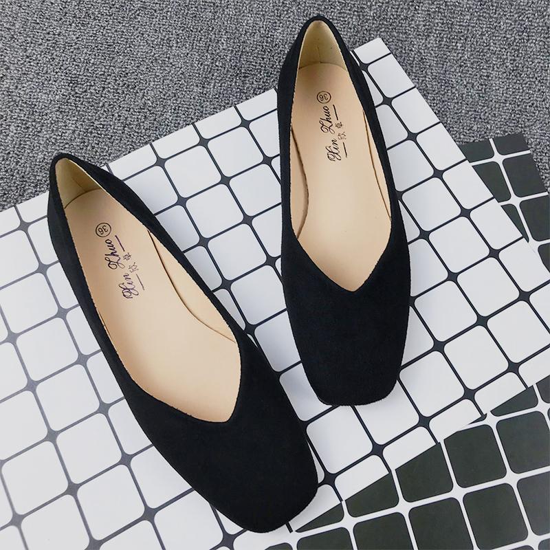 Fashion Flat Shoes for Women 2025 Spring Autumn Solid Square Toe Black Women's Shoes Large Size 43-44 Small Size 31-32 Ladies Shoes