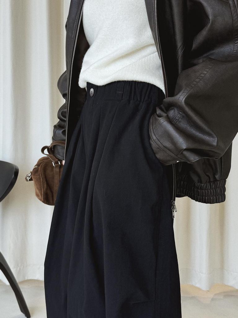 Xu Man Women's Retro Wide-Leg Casual Pants - Solid Color Slimming Style
