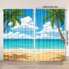 2pcs   spring summer Curtains Hawaii Beach Ocean Art Digital Print Drapes Fabric Home Decor Perfect for Bedroom   Living Room