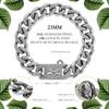 Kubansk länk hundhalsband 23MM Lättmetall Silverkedja Hundhalsband, Mode Smyckestillbehör för Valphund, Bully