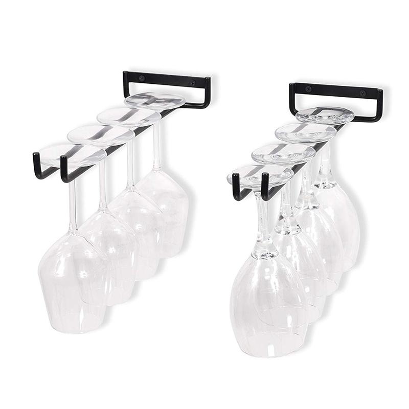 Nástěnný držák na sklenice Vysoce kvalitní černý železný závěsný stojan na poháry Sklenice na víno Bar