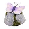 Yousheng Solar Butterfly Stone Light, Resin Garden Decoration with Natural Stone Look, Soft LED Outdoor Lamp for Lawn Pathway