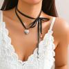 Elegant Ribbon Necklace Unique Heart Star Pendant Necklace Adjustable Bowknot Choker Adornment for Women Wedding Jewelry
