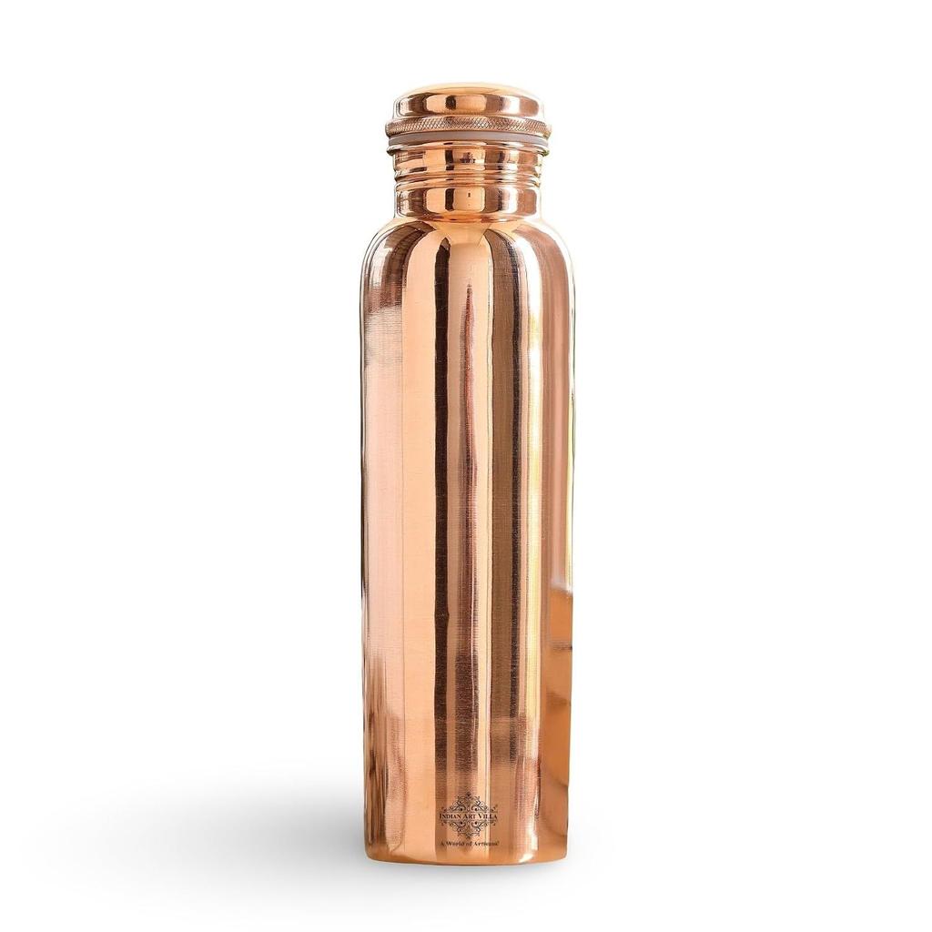 Copper Shine Finish Water Bottle – 600 ML, Pure Copper Bottle for Ayurvedic Health Benefits, Drinkware, Stylish Design