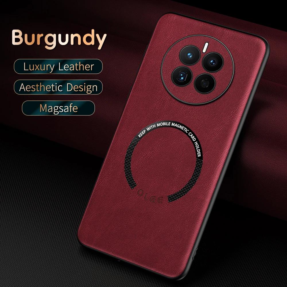 

Для Huawei Mate 50 50E 50 Pro Кожа PU с рисунком коровы с мелкими отверстиями Внешнее магнитное кольцо Мягкий край Противоударный чехол для телефона Huawei Mate 50 Pro красный