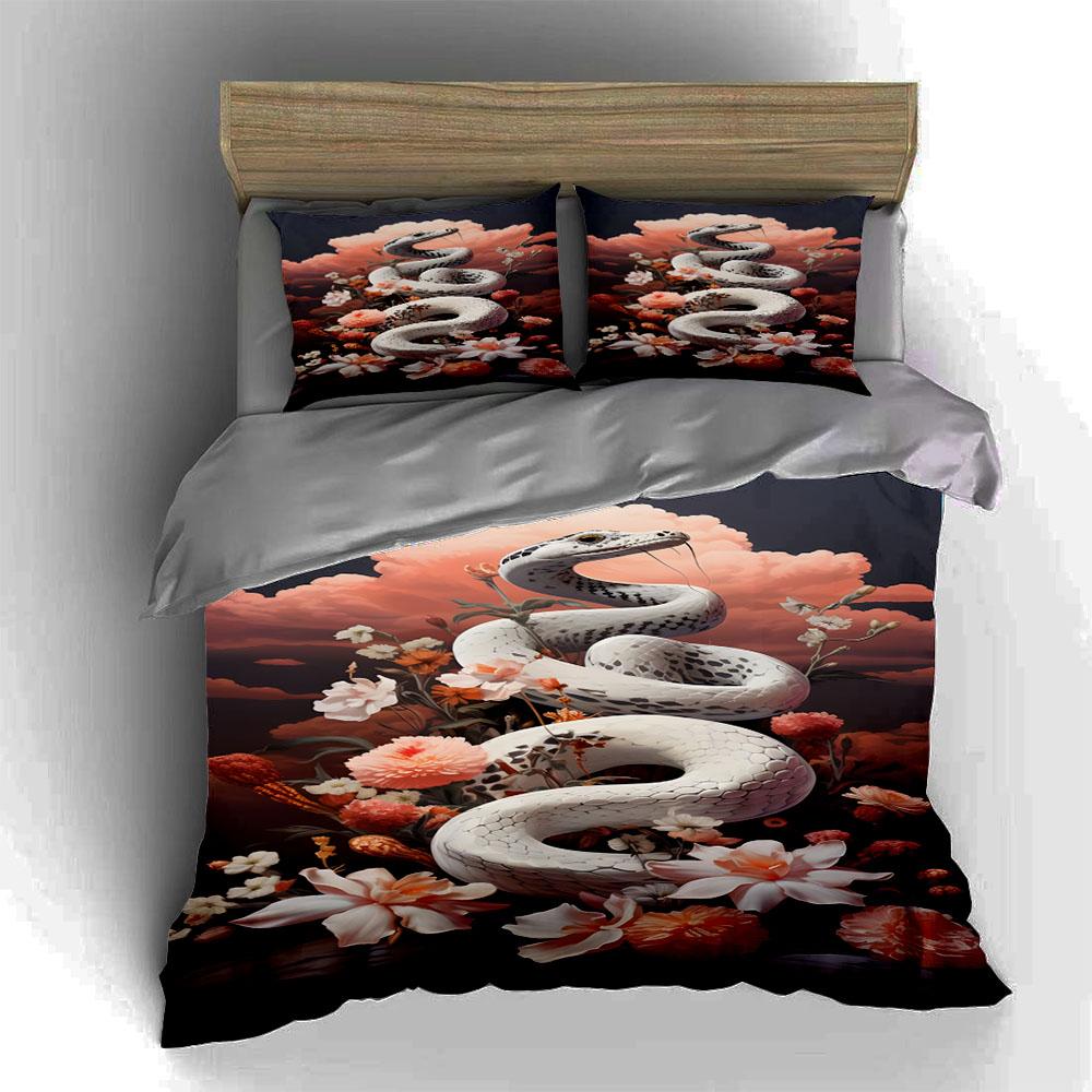 Snake floral design Bedding Duvet cover sets Duvet covers Pillowcases gifts (1 * Duvet Cover 2 * Pillowcases, without duvet insert)