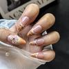24-Piece 3D Flower Leopard Print Almond Shaped Nails with Rhinestones