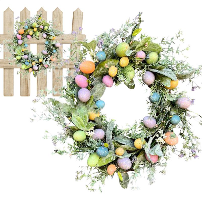 2025 Easter Eggs Wreath Artificial Handmade Berry Eucalyptus Leafs Garland For Front Door Wall Window Decoration