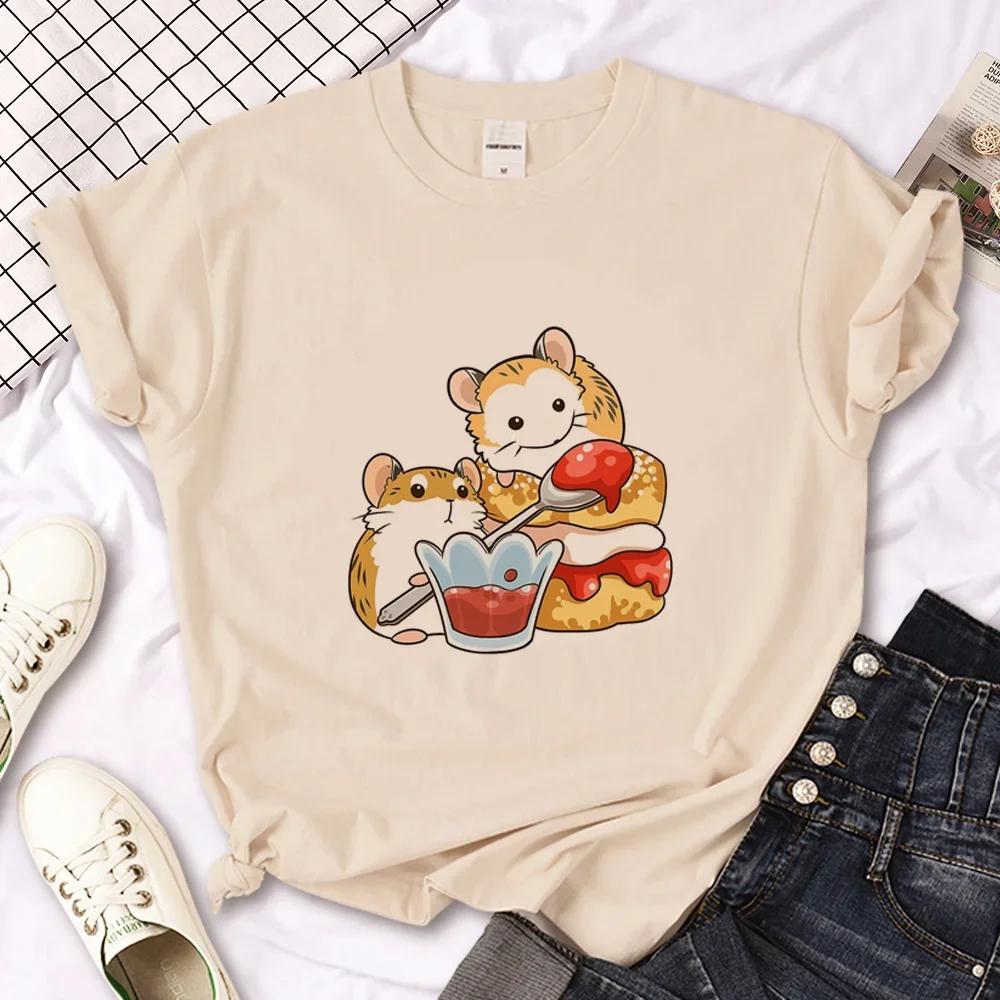 

Hamster Top Women Designer T-shirt Women s Harajuku Short Sleeve Casual Women s T-shirt Clothing Street Tops Clothes S