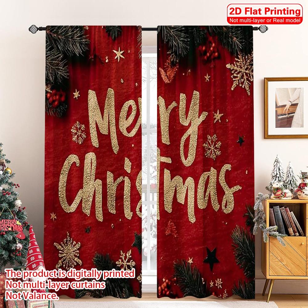 

2pcs 2D flat printing Merry Christmas Popular Window Curtains Merry Christmas4 Versatile Polyester Without Electricity Party 100*130 HOOK 1pcs