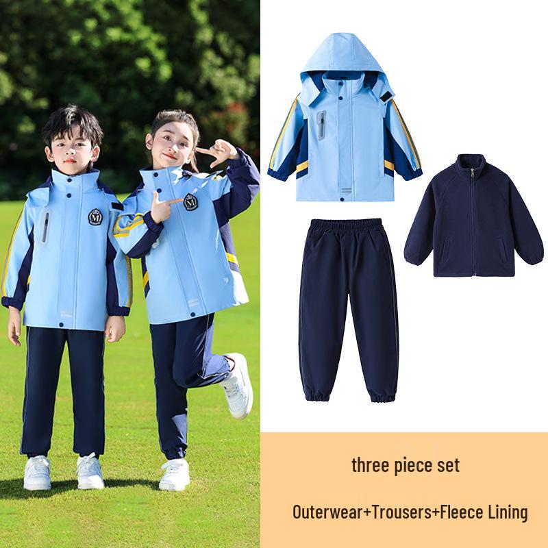 Elementary School Windbreaker Three-Piece Set for First Graders: Spring, Autumn, and Winter Uniform
