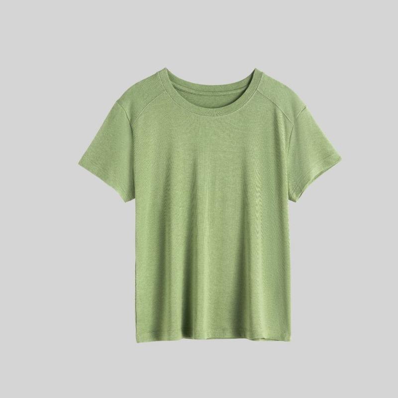 Women's Acetate Tencel Slim T-shirt Hundred Fashionable Tops Soft Skin-friendly Slash Short-sleeved