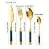 Juego de cubiertos de acero inoxidable de 16 piezas con mango largo de cerámica, cuchillo para carne, tenedor, cuchara, juego de cubiertos occidentales, accesorios para vajilla