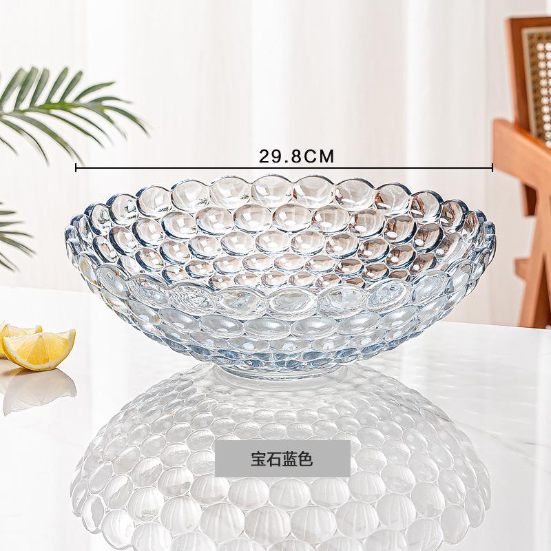 Colorful Crystal Glass Fruit Bowl Large Snack Dish for Home Living Room Dry Fruits Candy Serving Tray