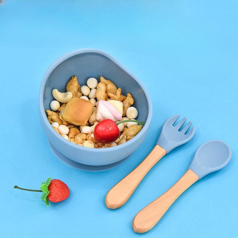 Children's Silicone Snail BowlBaby Food and Complementary Food Tableware Infant Silicone ForkSpoon and Suction Cup Bowl