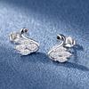 S925 Sterling Silver Swan Stud Earrings - Korean Style, Elegant and Trendy, Perfect Valentine's Day Gift for Her