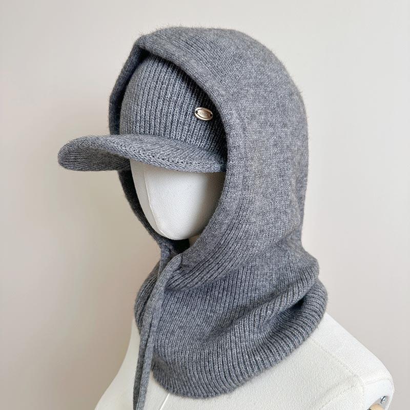 Scarf neck cover integrated versatile thickened autumn and winter fake collar hat women's ear protectors knitted hat hooded collar wool hat