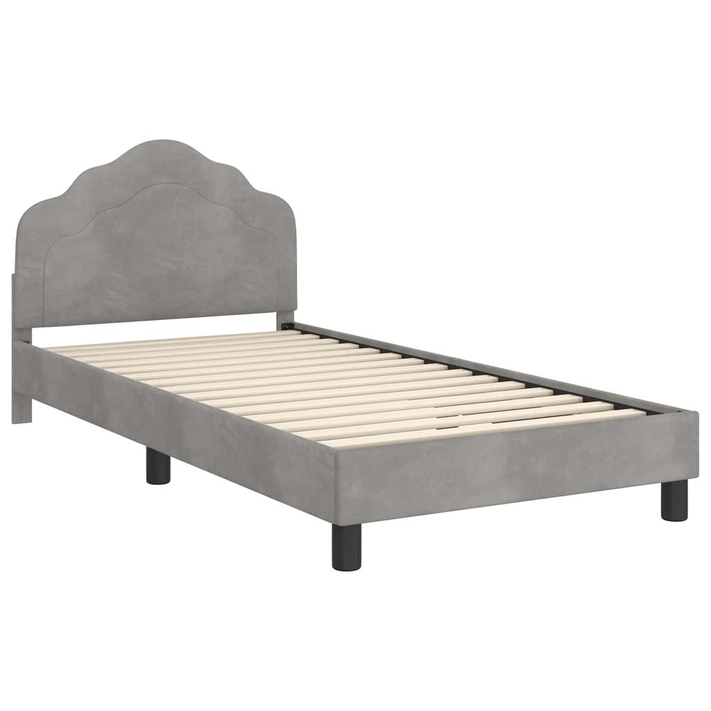 Kids Bed Frame with Headboard Light Grey 80 x 200 cm Velvet