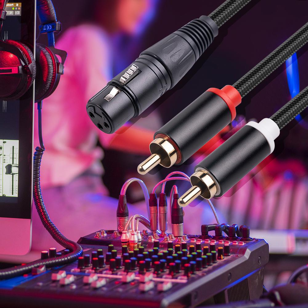 Stereo Audio Cable Anti-interference XLR Female To Dual RCA Male Audio Cable Accessories for Mixer Power Amplifier Mic