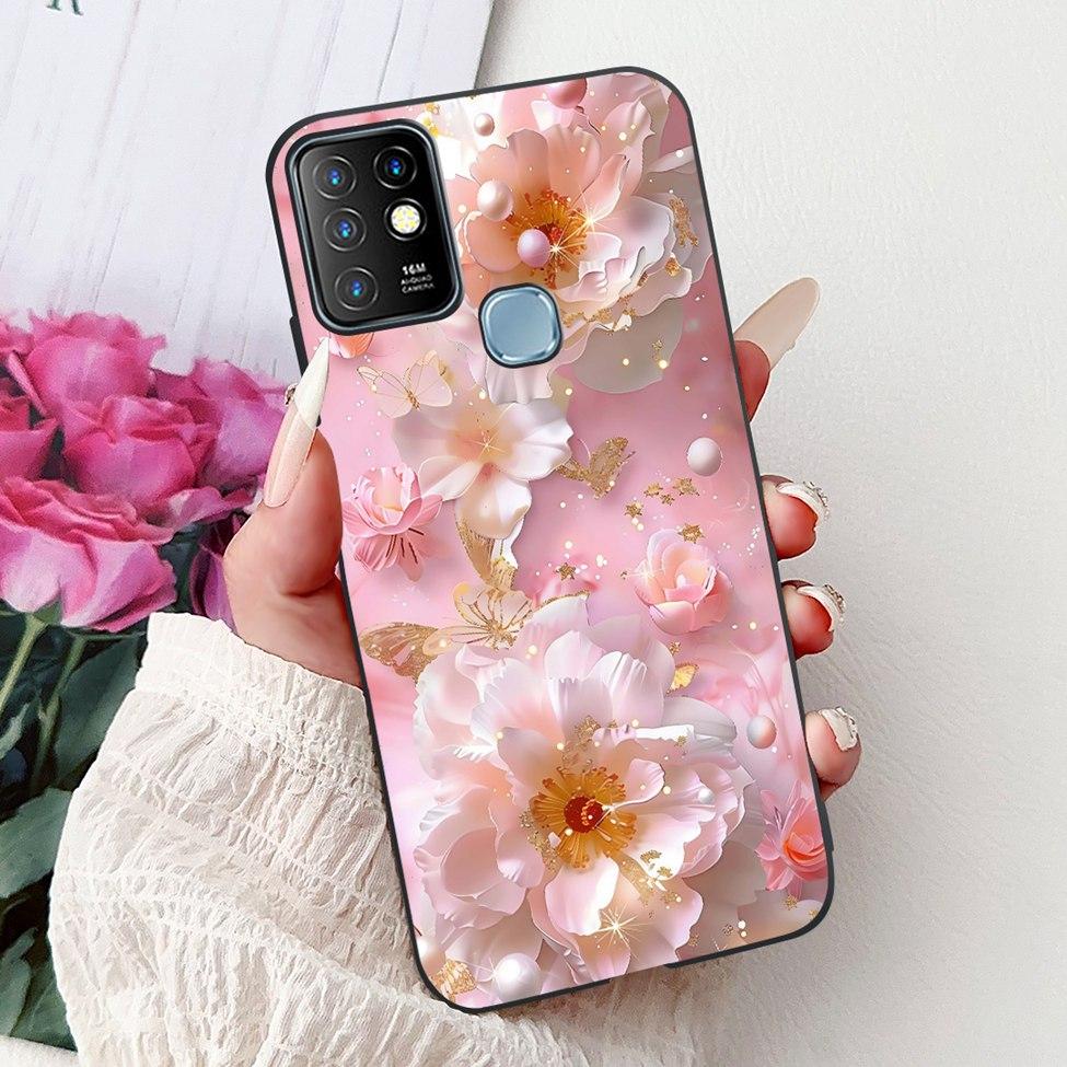 For Infinix Hot 10 Case Silicone Cute Cat Fashion Flowers Luxury Painted Back Cover For Inifnix Hot 10 Phone Case X682B X682C