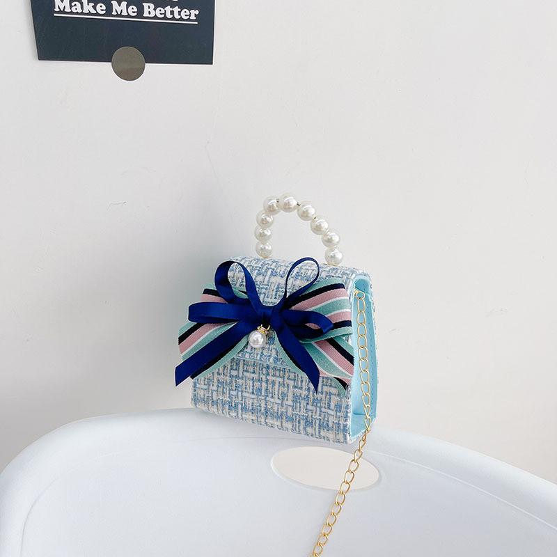 Trendy Girls Bowknot Crossbody Purse Large Capacity Waterproof Baby Coin Bag Bow Blue