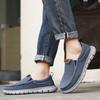 Men Outdoor Canvas Shoes Blue Slip on Sneakers Driving Shoes Casual Khaki Wide Head Shoes for Farther Plus Size Lightweight