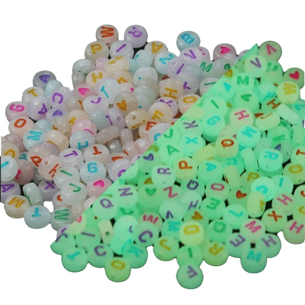 600pcs Round Luminous Beads Colorful Letter Beads Popular Jewelry Glow Beads DIY Jewelry
